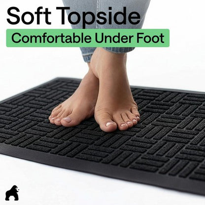 GORILLA GRIP 100% Waterproof All-Season WeatherMAX Doormat US Designed Natural Rubber, Stain and Fade Resistant, Low Profile Indoor Outdoor Door Mats, Easy Clean Patio Mat, 29x17, Black Maze