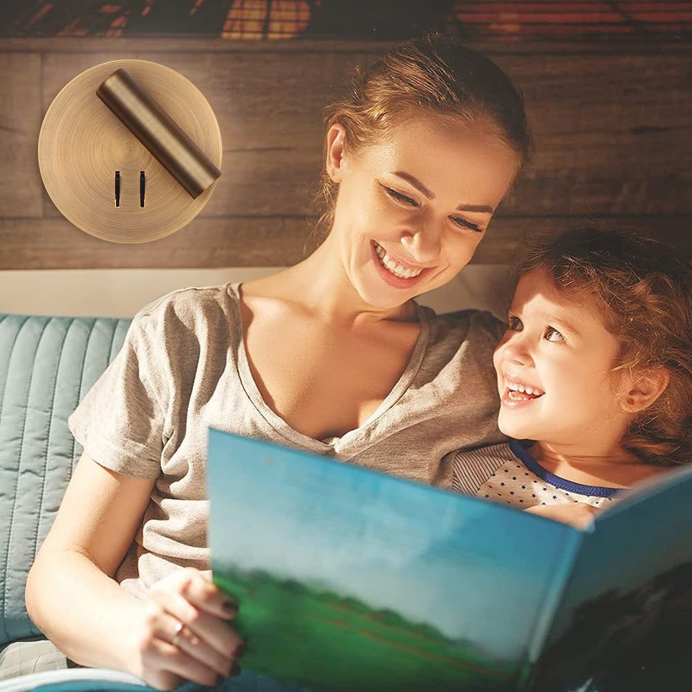 Wall Mount Reading Light for Bed, Backlight Night Wall Lamp, Hardwired Sconce with Switch, Adjustable Wall Sconce Surface Mount Book Reading Lamp,LED Wall Lighting for Bedroom Bedside Lamps (Bronze)