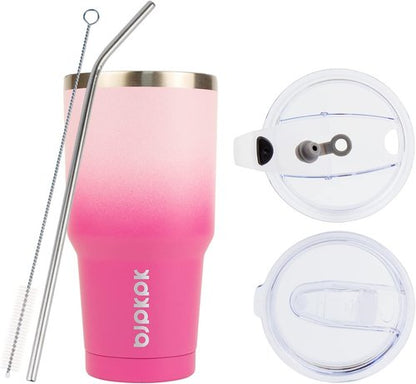 BJPKPK 30 Oz Travel Coffee Mug - Insulated Tumbler With Lid & Straw | Cherry Blossom Design