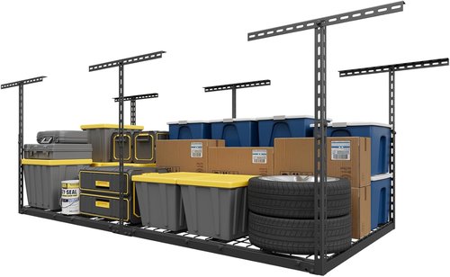Jusgym Overhead Garage Storage Rack - Height Adjustable 26"-40" | Heavy Duty Metal, 450LBS Capacity