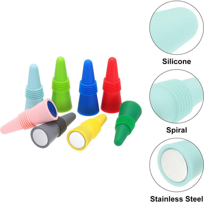 MECCANIXITY 4Pcs Wine Stoppers High Temp Silicone Plug T Shaped Wine Bottle Stopper Wine Outlet Cap Bottle Cover, Nordic Blue
