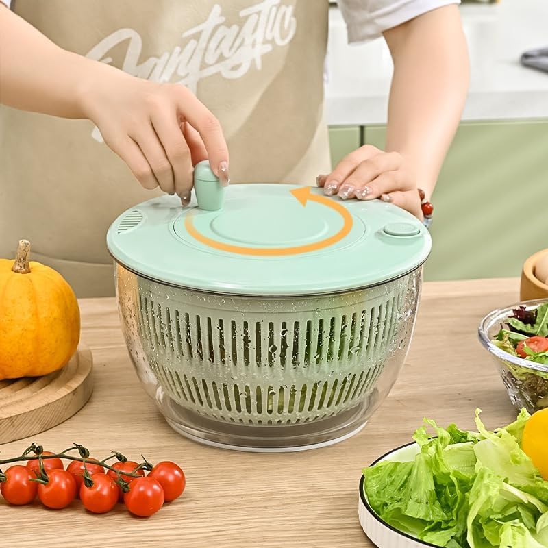 Skiennix 6-In-1 Salad Spinner - Large Multi-Use Lettuce & Vegetable Chopper | 5 Quart Capacity