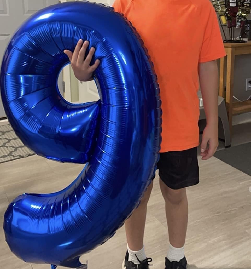 Skiennix 40-Inch Navy Blue Foil Balloon Number 9 - Self-Inflating Helium Balloon for 9th Birthday & Anniversaries