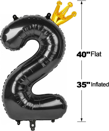 40 Inch Black Number 2 Balloons by [Brand Name] - Perfect for 2nd Birthday Party Decorations