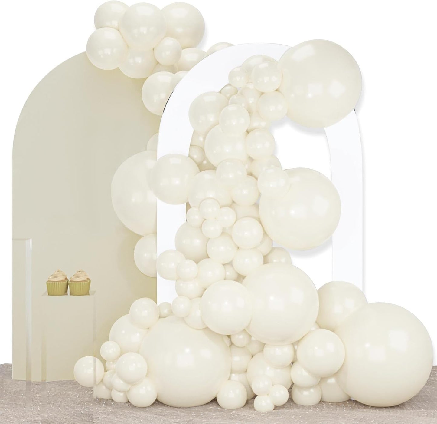 PartyWoo Beige Balloons - 140-Piece Arch Kit with Various Sizes for Weddings & Celebrations | Cream & Ivory