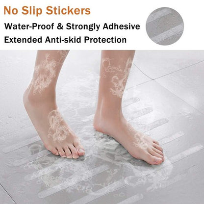 V-TOP 30 PCS Non Slip Shower Stickers, Safety Shower Non Slip Adhesive Strips Treads for Bathroom Floor Tub Stairs Ladders Pools Boats, Bathtub Appliques for Adults & Kids with Scraper (Clear)