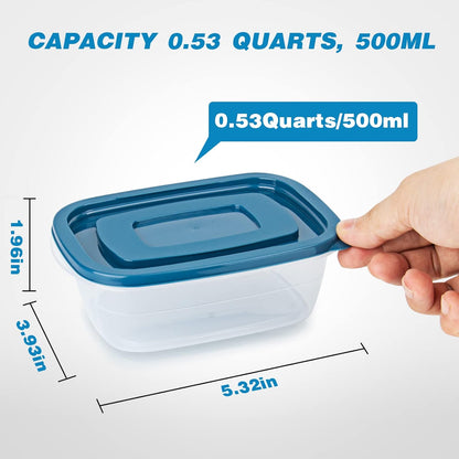 Skiennix Food Storage Containers - BPA-Free Plastic Meal Prep Set | 10PCS, Microwave & Freezer Safe, 0.53 Quarts Each