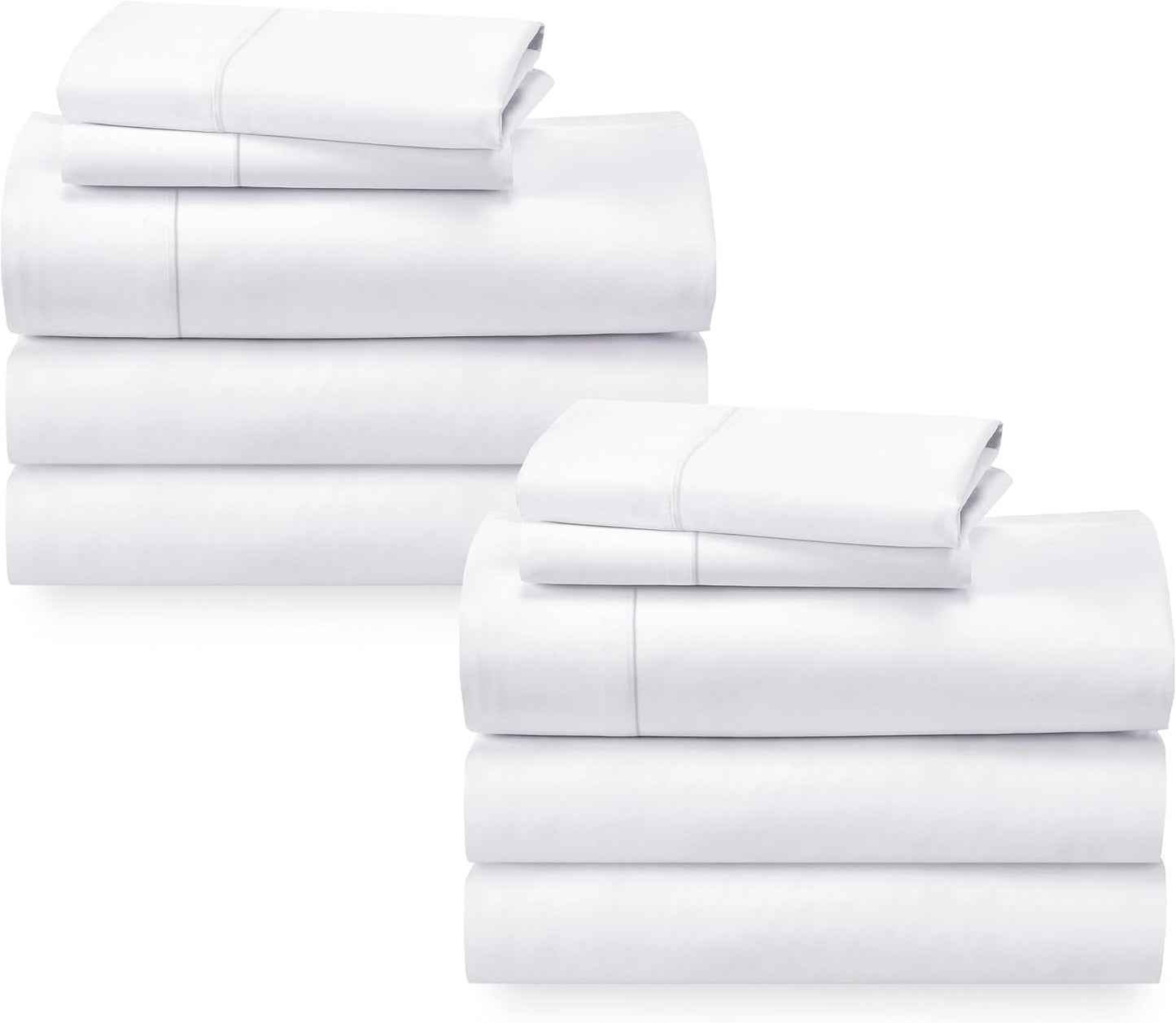 California Design Den Split King Sheet Sets - Soft 100% Cotton Sateen - Extra Soft & Cooling - Bright White (2-Pack)