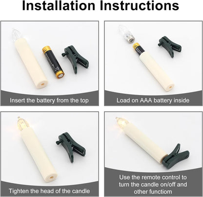 Skiennix Flameless LED Taper Candles - Battery Operated with Remote Timer | 10 PCS for Holiday Decor