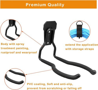 Garden Power Tool Hanger | Garage Wall Hooks for Weedeater & String Trimmer - 3 Black Utility Hooks