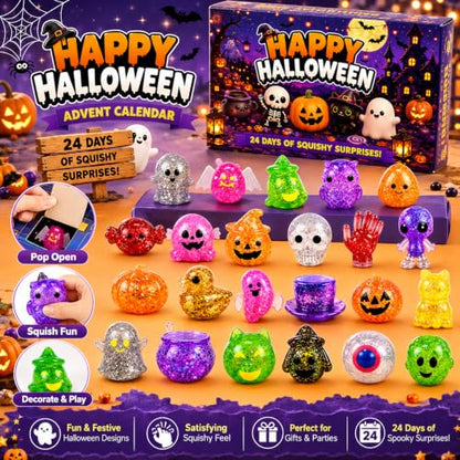 Halloween Advent Calendar 2026 Glitter Halloween Fidget Toy Set - 24 Spooky Designs