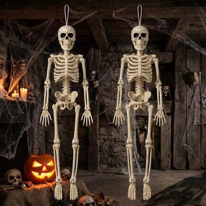 Halloween Hanging Skeleton Decorations - Small 16 Inches - Set of 2 - Flexible Joints