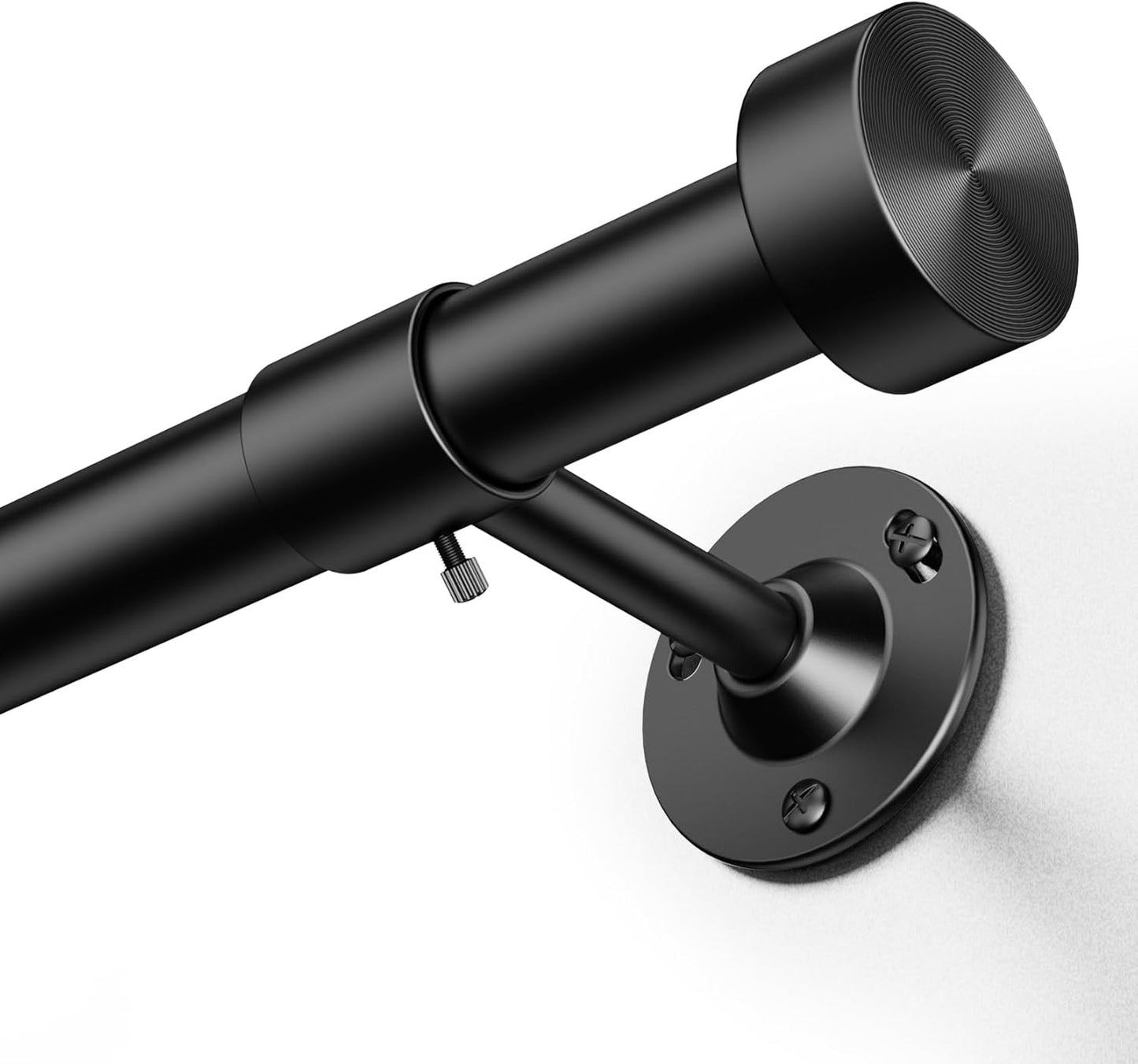 YaFex Heavy Duty Curtain Rods - Adjustable 32-60 Inch Black Window Treatment Rods with Aluminum Finials