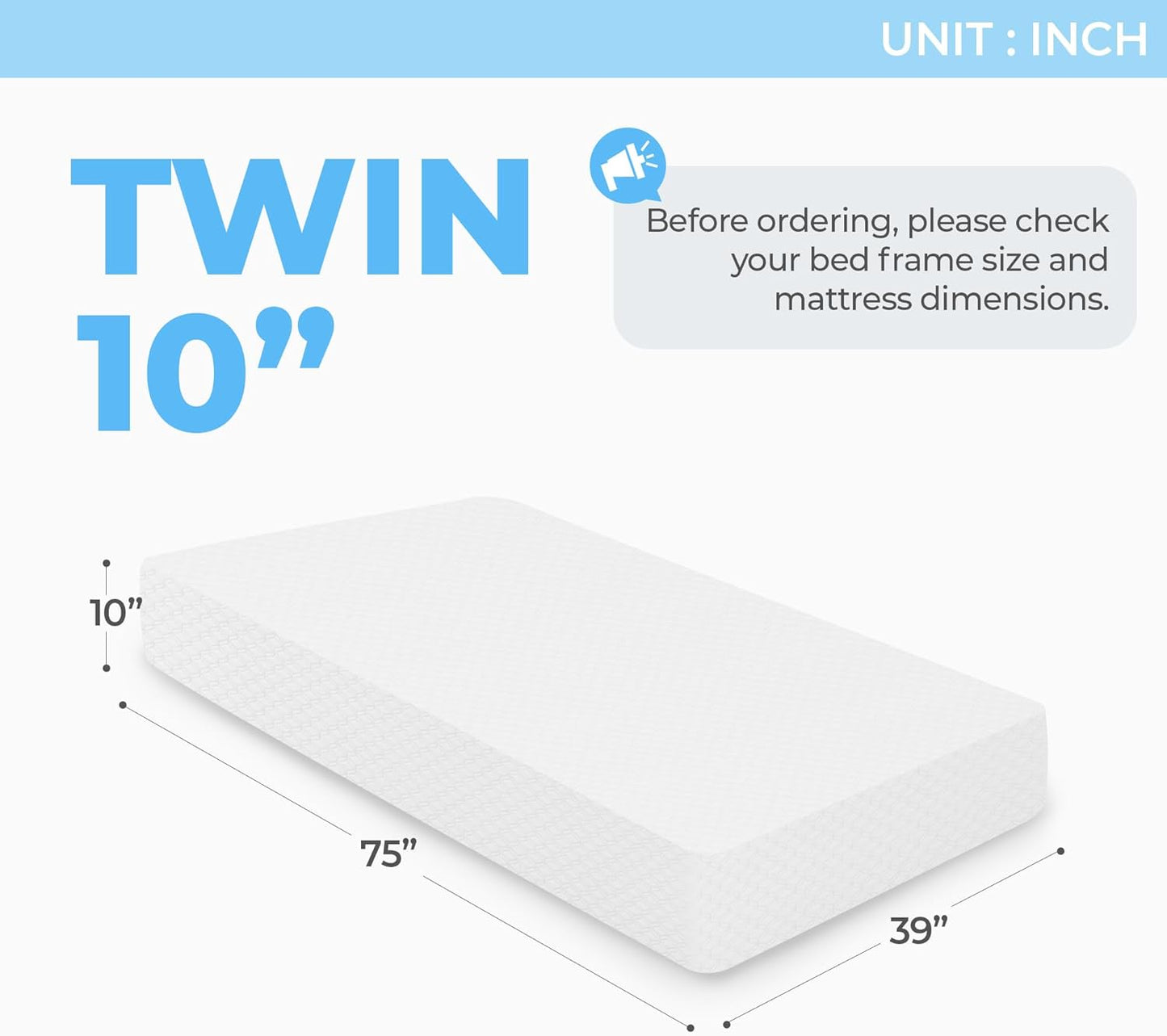 Neo Sleep 10 Inch Twin Cooling Gel Memory Foam Mattress - Medium Firm, Pressure Relief, CertiPUR-US Certified