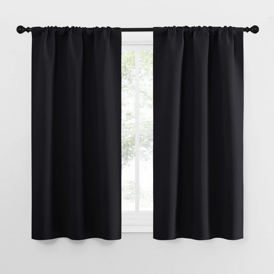 NICETOWN Black Out Curtain Panels for Kitchen - Energy Smart Decoration Thermal Insulating Blackout Drapes/Draperies for Small Window (2 Panels, 29 inches Wide by 50 inches Long)