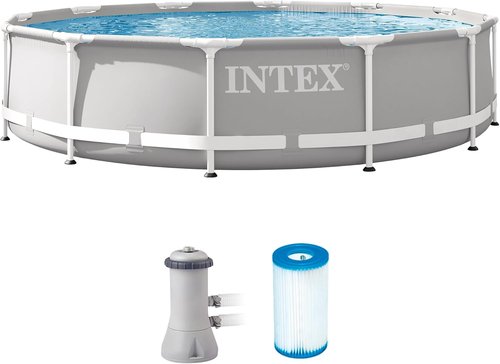 Intex 26711EH Prism Frame Above Ground Swimming Pool Set - 12ft x 30in | Includes 530 GPH Filter Pump, Puncture Resistant Design