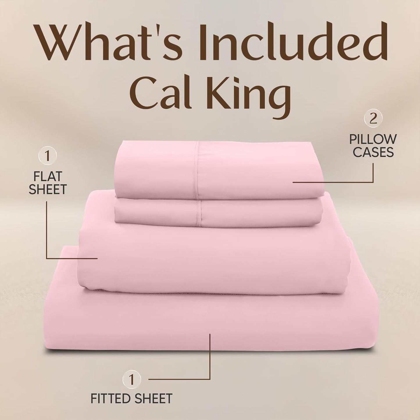 Utopia Bedding California King Sheet Set - Soft, Breathable Microfiber | 4-Piece in Crystal Pink