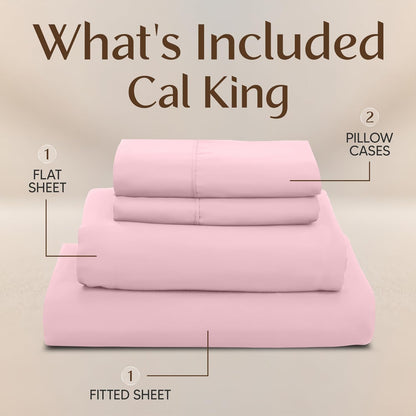 Utopia Bedding California King Sheet Set - Soft, Breathable Microfiber | 4-Piece in Crystal Pink