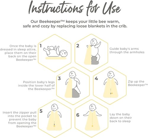 Burt's Bees Baby Wearable Blanket - Organic Cotton Unisex Beekeeper | Lightweight 0.5 TOG & Medium 1.5 TOG