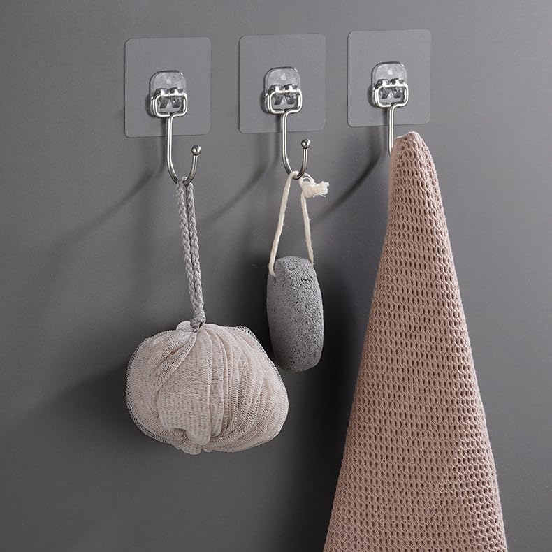 OVOV Heavy Duty Adhesive Hooks - Removable Wall Hooks for Towels, Coats, and Keys | Ideal for Bathrooms and Kitchens