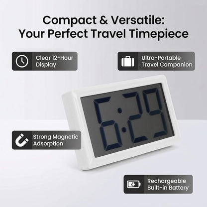XUMIUZIY Mini Magnetic Digital Clock - 12 Hour Display, White (Variation: White)