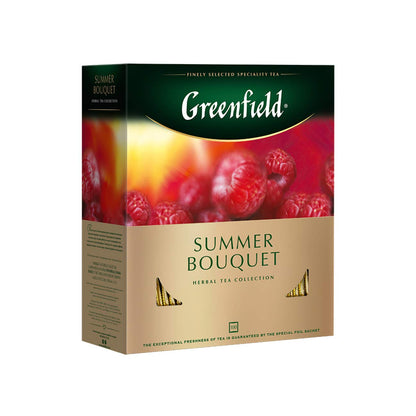 Greenfield Summer Bouquet Herbal Tea Collection Finely Selected Speciality Tea 100 Double Chamber Teabags With Tags in Foil Sachets