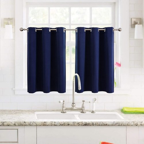 ChrisDowa Small Window Curtains - Grommet Thermal Insulated Room Darkening Panels | Navy Blue, 52 x 36 Inch