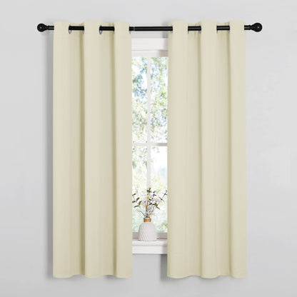 NICETOWN Kitchen Curtains, Short Curtains for Bedroom Windows, Thermal Insulated Room Darkening Curtain Panels for Girls Room, Cafe (Beige, 34" W by 63" L, 1 Pair)
