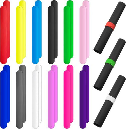 Leyndo Wrapping Paper Roll Holder Clips - 24 Pcs Silicone Snap Bands with Metal Strips | Multi-Color 1 x 9 in