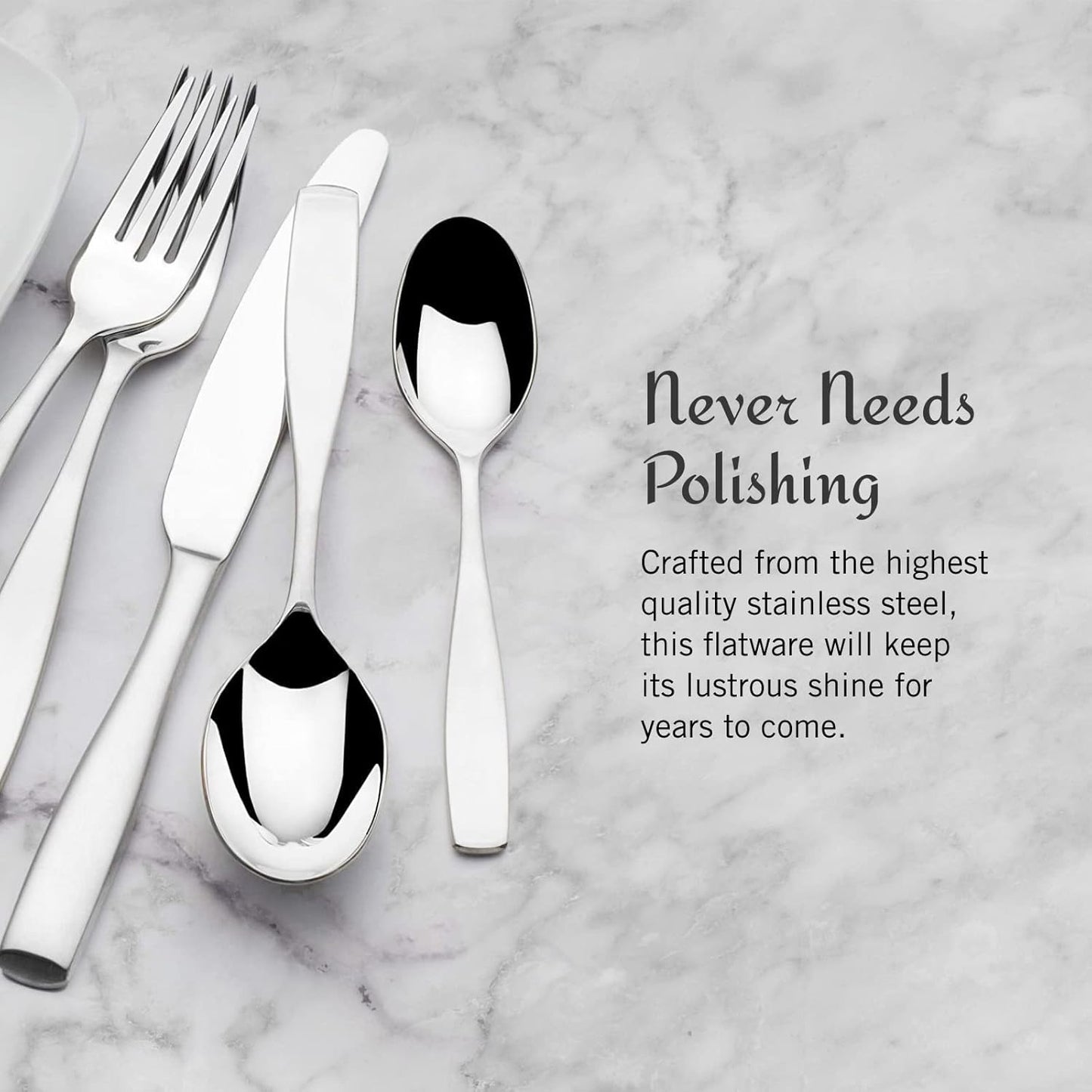 Mikasa Satin Loft 65-Piece Flatware Set - Elegant 18/10 Stainless Steel for 12 | Durable Silverware Set