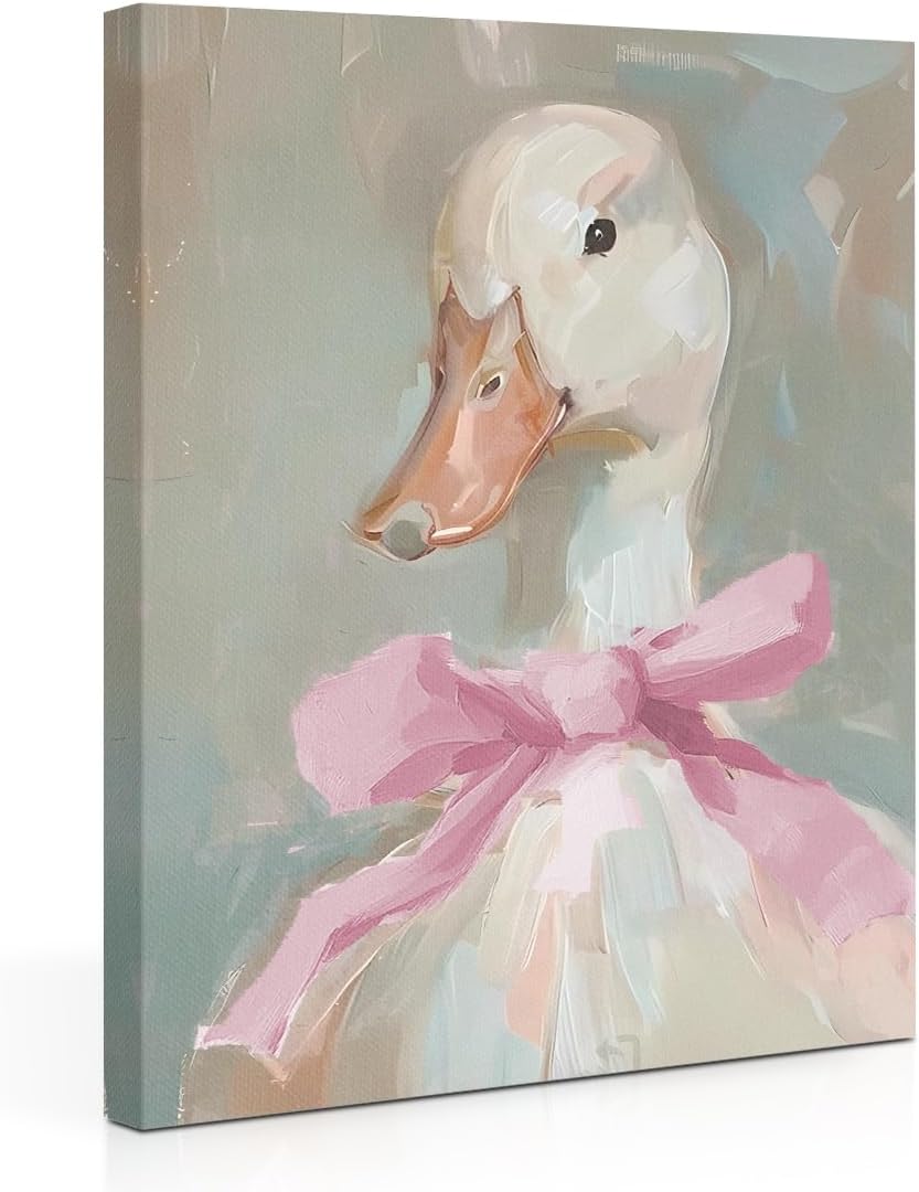 Skiennix Cute Duck Canvas Wall Art - Framed Aesthetic Decor for Animal Lovers | 11.5x15 In