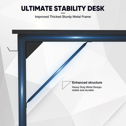 DUMOS 63-Inch Modern Office Computer Desk - Stylish Writing Table for Home & Bedroom - Black