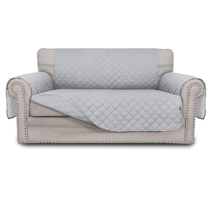 Easy-Going Reversible Loveseat Couch Cover for 2 Cushion Couch Sofa Cover for Dogs Water Resistant Furniture Protector with Foam Sticks Elastic Straps for Pet (Loveseat, Light Gray/Light Gray)