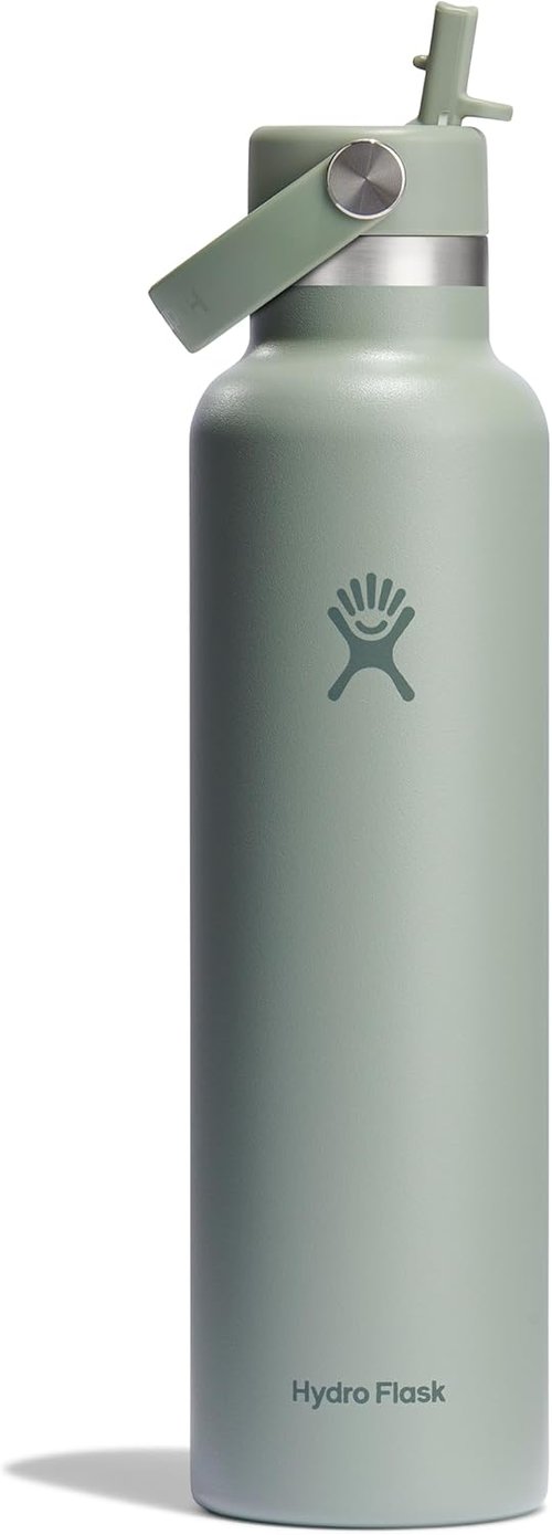 Hydro Flask Water Bottle - Insulated Stainless Steel - Leakproof Straw Lid, 24 Oz Agave Green