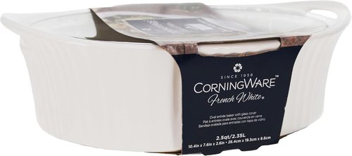 CorningWare French White Oval Casserole - 2.5 Quart with Durable Glass Lid