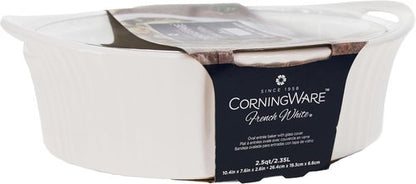 CorningWare French White Oval Casserole - 2.5 Quart with Durable Glass Lid