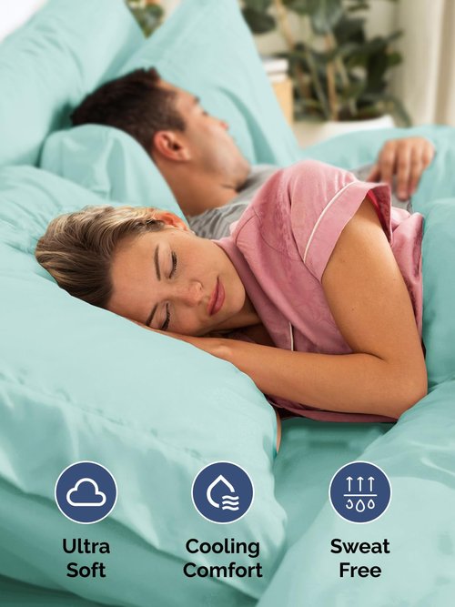 Extra Deep Twin Sheet Set - 4 Piece Breathable and Cooling Sheets - Hotel Luxury Bedding for Women, Men, Kids & Teens - Easy & Secure Fit - Soft, Wrinkle Free and Comfy - Extra Deep Pockets - Spa Blue