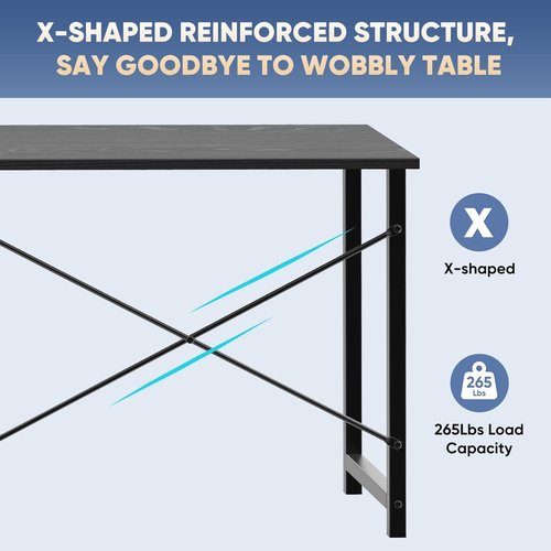 DUMOS 32-Inch Modern Small Computer Desk - Stylish Writing Table for Home & Office | Black Wood Finish