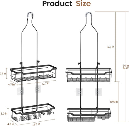 Skyapex Hanging Shower Caddy - Adjustable Height Shower Organizer | Rustproof Shelf Rack for Large Shampoo Bottles
