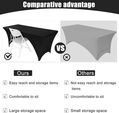 Fivenl 2 Pack Spandex Tablecloths - Black Stretch Fitted Covers for 8FT Tables | 96 x 30 Inch, Washable