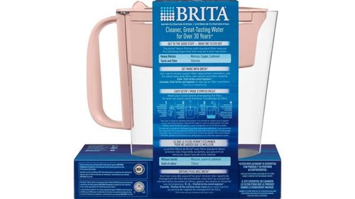 Brita Metro Water Filter Pitcher 6-Cup Capacity, BPA-Free, Replaces 1,800 Plastic Water Bottles a Year, Lasts Two Months, Includes 1 Filter, Small - Pink