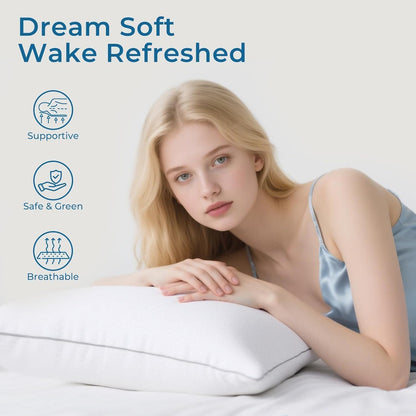 Sasttie Standard Size Pillows - Set of 4 Hotel Quality Down Alternative | Oeko-Tex Certified, Machine Washable