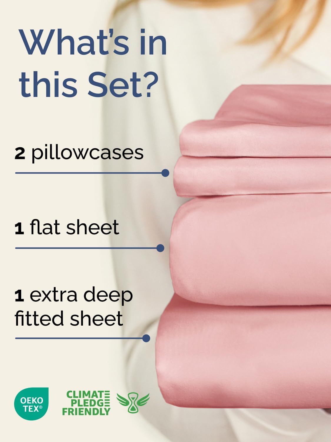 Skiennix Extra Deep Twin Sheet Set | 4-Piece Breathable Cooling Bedding - Soft, Wrinkle-Free Baby Pink