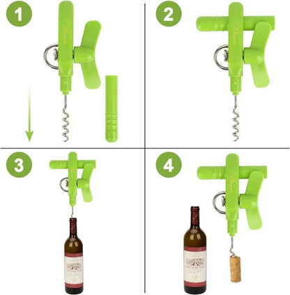 Bangrui Professional 4-in-1 Can Opener - Safe & Smooth Edges with Corkscrew | Green Kitchen Gadget