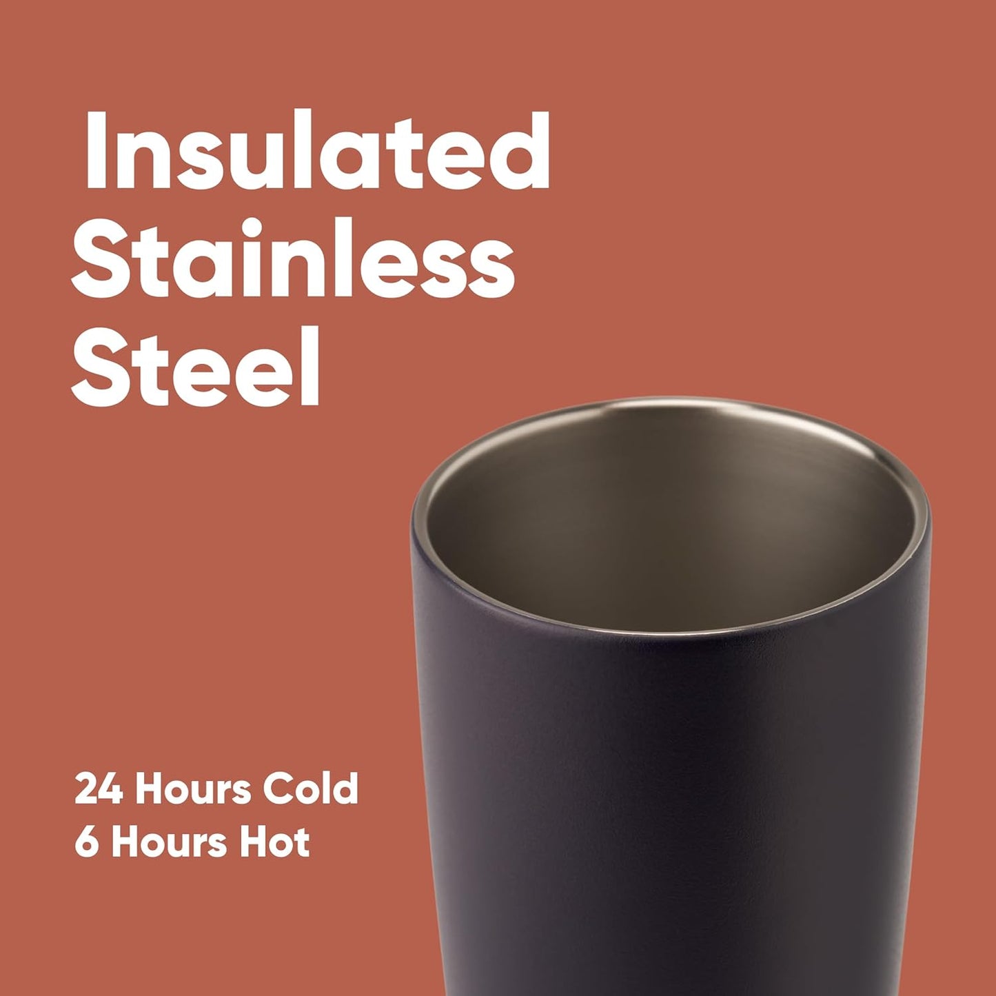 Owala SmoothSip Insulated Stainless Steel Coffee Tumbler - 20 oz Reusable Travel Mug in Navy | BPA Free
