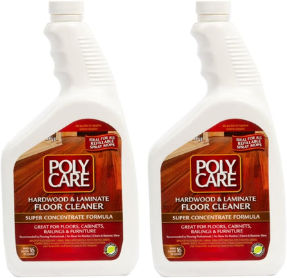 Regine Switzerland Hardwood Floor Cleaner - Super Concentrate 40 Fl Oz (2 Pack) | Residue-Free Solution for Spray Mops