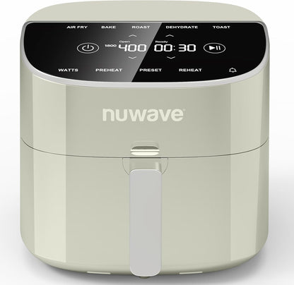 Nuwave Brio Plus 8 Qt Air Fryer - PFAS Free, Digital Touch Screen, 100 Presets, Cool White Display