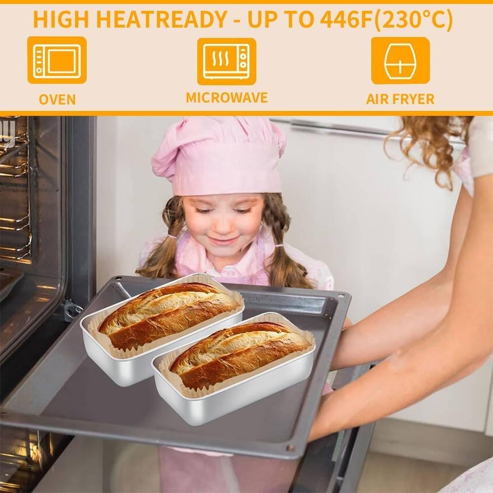 Skiennix Loaf Pan Liners - 9x5 Inch Disposable Parchment Paper | 100 Non-Stick Baking Sheets