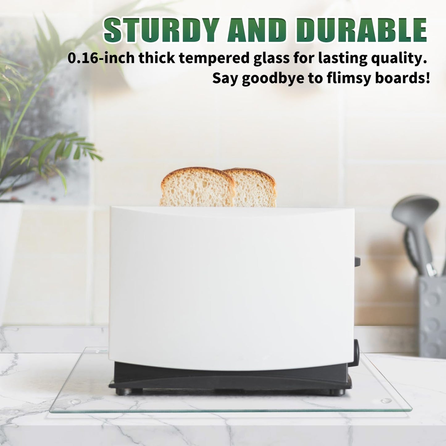 Seelenruhe 4 Pack Tempered Glass Cutting Boards for Kitchen Counter, Clear Cutting Boards for Countertop, Non-Slip, Heat-Resistant, Machine Washable, Easy to Clean, 16x12 & 8x12