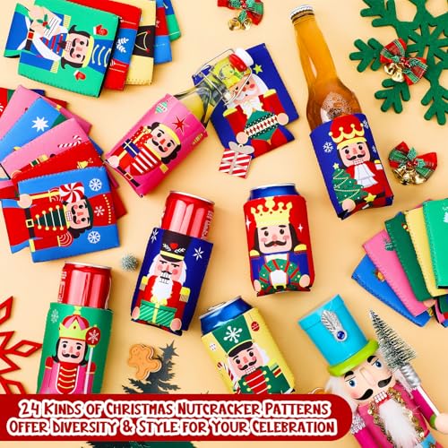 Potchen Nutcracker Halloween Can Cooler Sleeves 12 oz Drink Insulators - 24 Pack